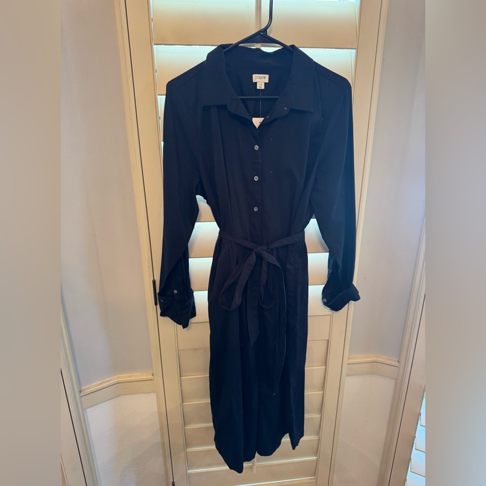 J. Crew Women's Black Shirt Dress with Tie Waist